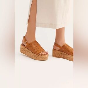 Free People Tan Platform Sandals